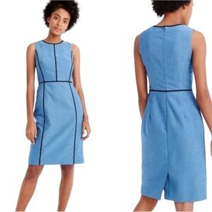 J. Crew Blue Foulard Printed Paneled Sheath Dress… - image 1